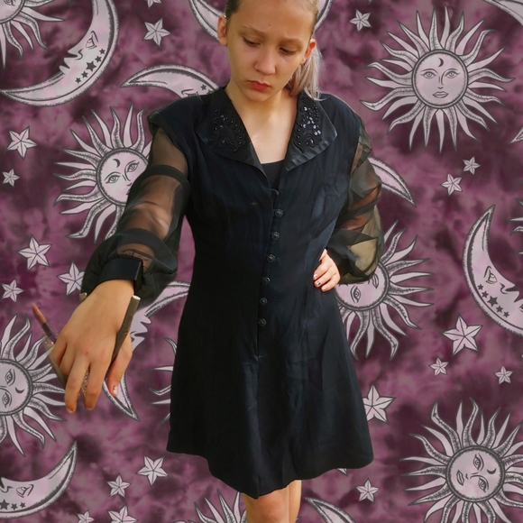 vintage 90s black dress - Picture 3 of 16